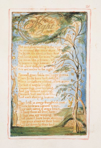 P.125-1950.pt20 Notte: tavola 20 da Songs of Innocence and of Experience (copia AA) c.1815-26 (incisione, inchiostro e acquerello) da William Blake